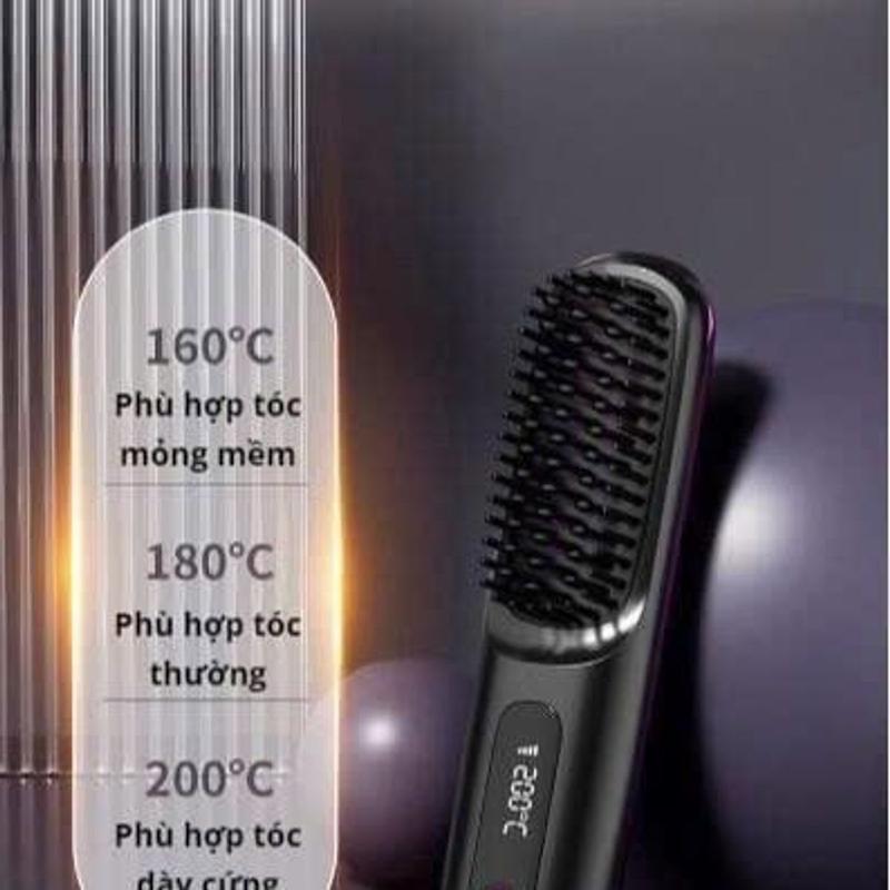 Lược Điện Không Dây Tạo Kiểu- Uốn Tóc - Duỗi Thẳng - Làm Phồng Đen/Trắng/Hồng - Sử Dụng Công Nghệ MCH Ion Âm - Women, Nữ 1