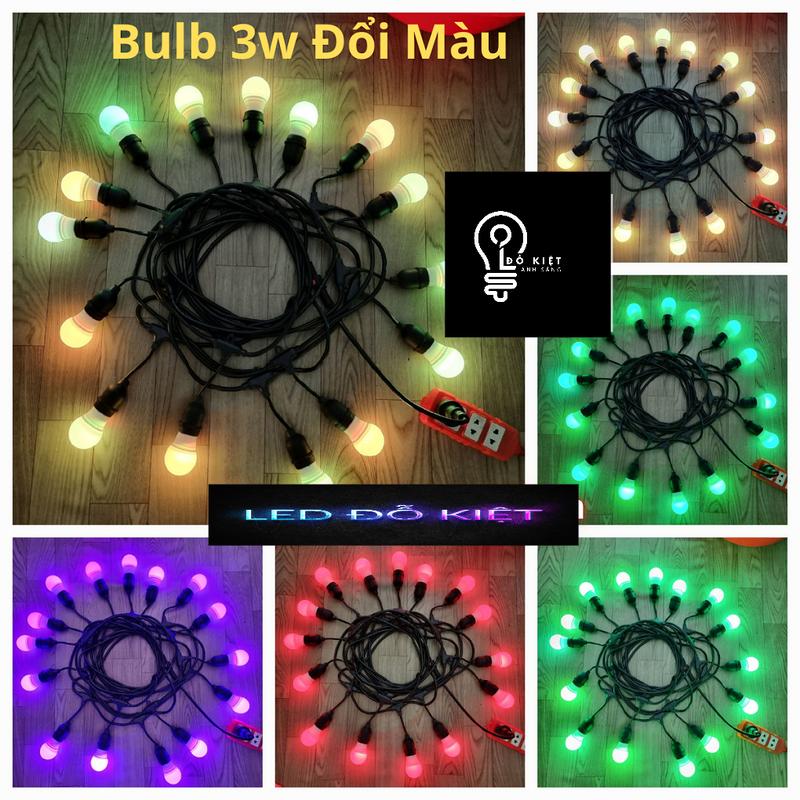 Bóng Đèn Đổi Màu Tự Động 1w/3w Trang Trí Ngoài Trời. bóng  đèn 1