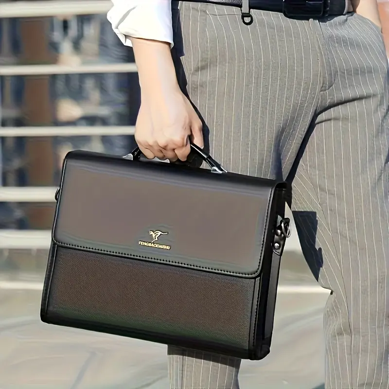 Men'S Business Briefcase, Personalized Men'S Accessory - Featuring Studded Details - Brown, Single Top Handle, 43.31-Inch Shoulder Strap, Suitable for Daily Commuting And Meetings, Everyday Carry Bag | Elegant Briefcase | Durable Handle, Br 4