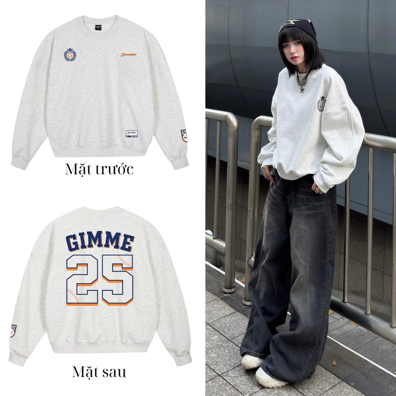 [Deal mở bán] Áo Sweater GIMME Form Rộng Boxy  - Hình In Bóng Chày - Nỉ 2 Da Cao Cấp - Top Nam Nữ