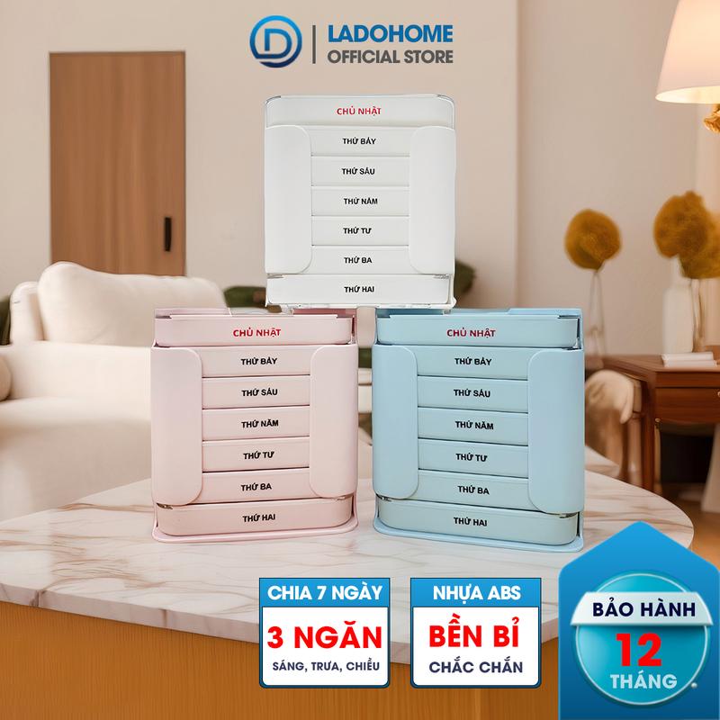   LADOHOME  Hộp đựng thuốc chia thuốc 7 ngày 3 buổi LH-2037 nhựa abs cao cấp 