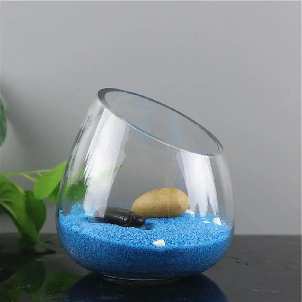 Slant Cut Bowl Glass Vase Tealight Candle Holder Floral Container Plant Vase for Home Decor Tabletop Centerpiece Garden Wedding