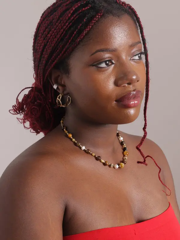 Genuine Semi Hoop Earrings in Tiger's Eye 4