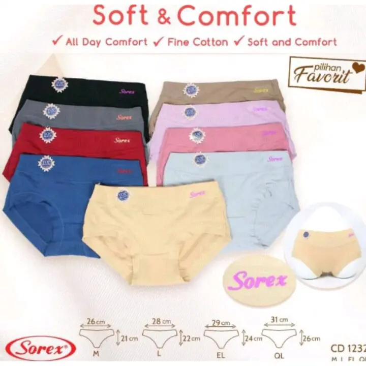 50ribu 2pcs - SOREX 1232 celana dalam midi katun mix strecth