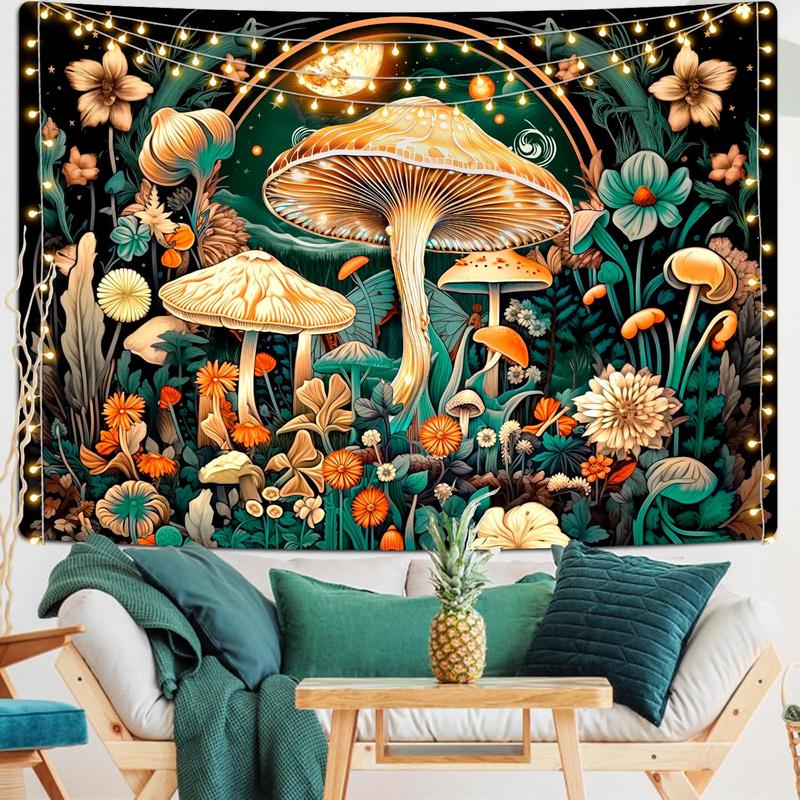 TikTok Shop Mushroom Tapestry Floral Plant Tapestries Aesthetic Butterfly Tapestry Botanical Flowers Tapestry Vintage Green Tapestry Wall Hanging for Bedroom 59.1 x 82.7 inches