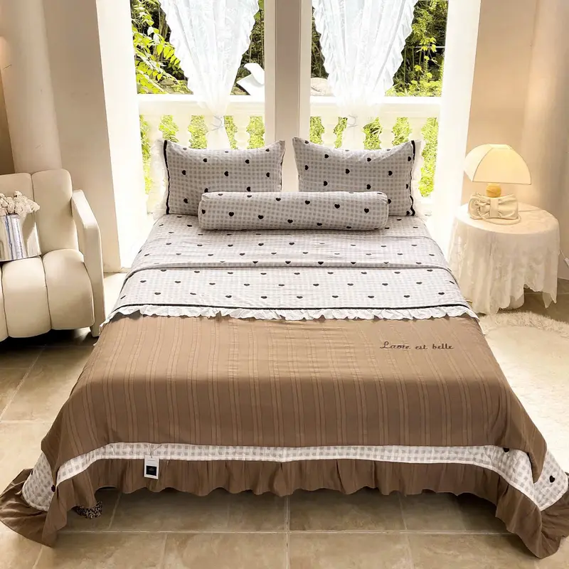 Bộ Chăn Ga Gối COTTON ĐŨI SỢI TRE MarkJacob - Set 5 món ( ga trần phủ - vỏ chăn trần có khoá - 2 vỏ gối - 1 vỏ ôm khoá sườn) 2