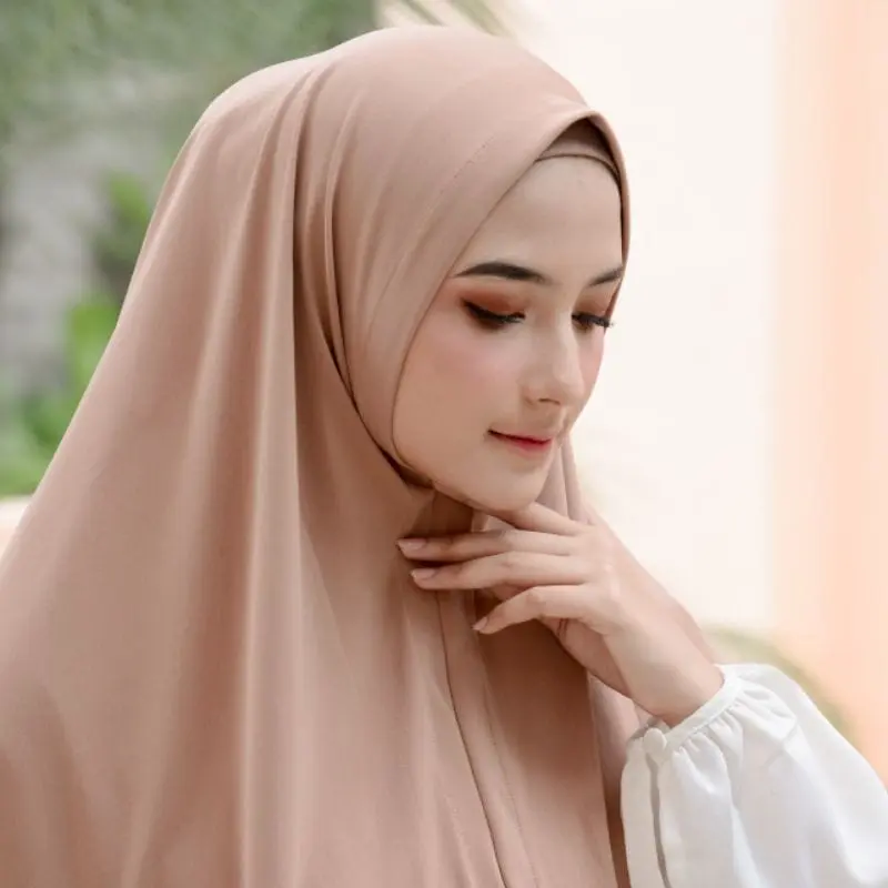Maudie Hijab Instan Jersey semi Syar`i | Jilbab Instan Jersey Lembut Panjang Kerudung Syari Muslim Bergo Malay 2