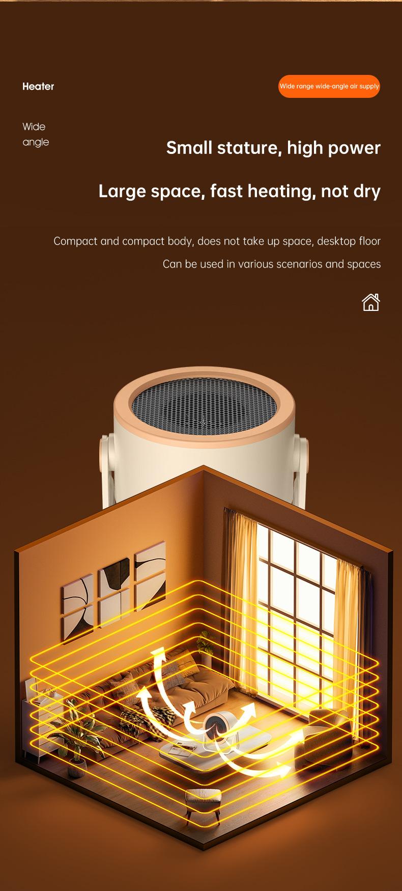 Product Introduction of Cross-Border New Arrival Warm Air Blower Office Desk Surface Panel Instant Heating Heater Household Energy-Saving Small Electric Heater Manufacturer 7