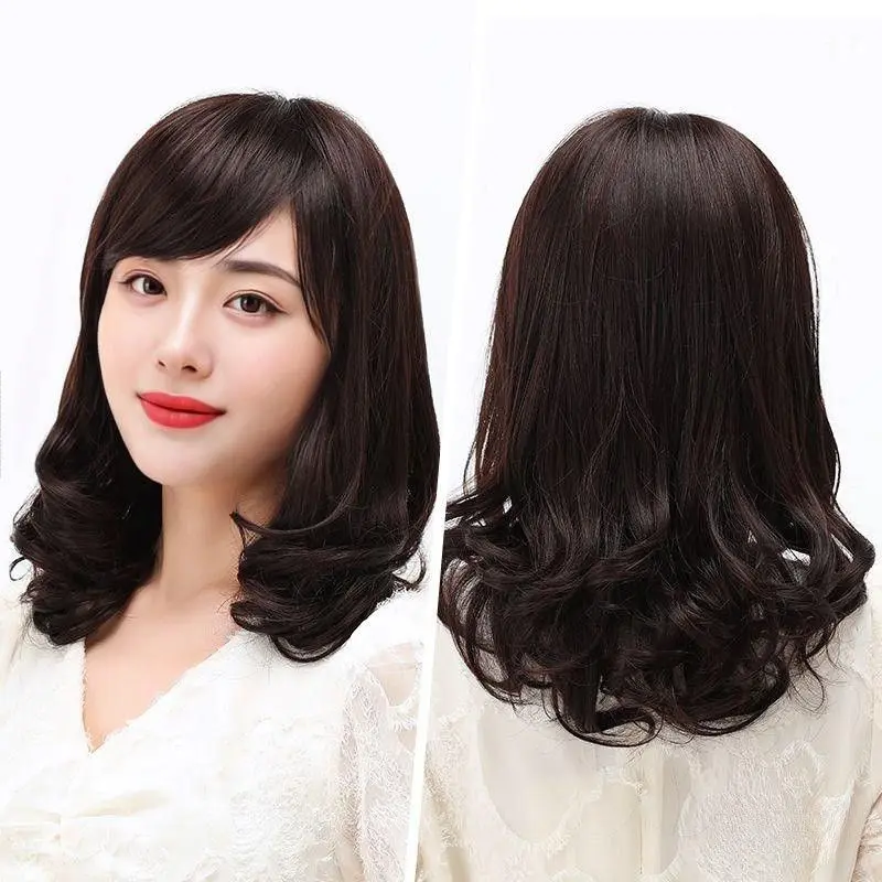 Tóc Giả Nữ, Dài Trung Bình Tóc Xoăn, Tóc Mái Gợn Sóng Sâu, Tóc Đội Đầu, Tóc Giả, Thích Hợp Cho Mẹ TRUNG NIÊN, Trông Tự Nhiên, Phong Cách Phương Tây, 40 Đến 50 Tuổi