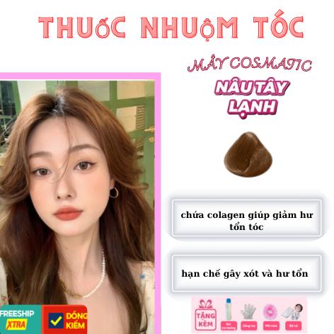 Thuốc Nhuộm Tóc - NÂU TÂY LẠNH -CAO CẤP -Không Gây Hư Tổn thuôc  nhuộm thuôc  tẩy dầu  gội thuoc Đổi Màu Tóc Nữ hồng  phấn Dưỡng Tóc