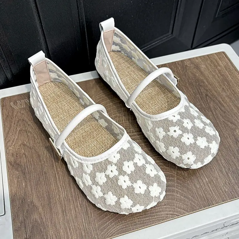 Giày Mary Jane Thoáng Khí, Dành Cho Nữ, Giày Lười Đế Bằng Thoải Mái, Phong Cách Ngư Dân, Phong Cách Thanh Lịch, Thích Hợp Cho Váy, Bít Mũi, Phong Cách Pháp