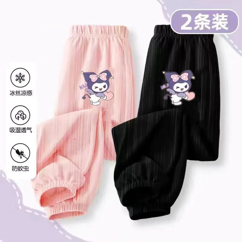 Quần Dài Chống Muỗi Lụa Lạnh Phong Cách Phương Tây Cho Bé Gái, Bộ Sưu Tập Mùa Hè Mới 2024, Quần Lomi Hoạt Hình bó ống Cho Bé Gái 2