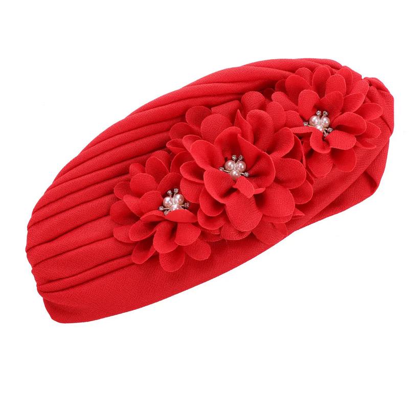 Product Introduction of Fashion Women Diamonds Flower Turban Cap Soild Color Muslim Headscarf Bonnet Inner Hijabs Arab Head Wraps Hat 18