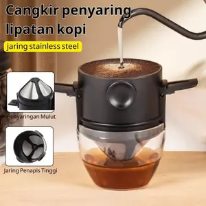 Filter Kopi Stainless Steel- Desain 2 Lapis Anti Karat, Mudah Dibersihkan & Ramah Lingkungan Tanpa Kertas Saring