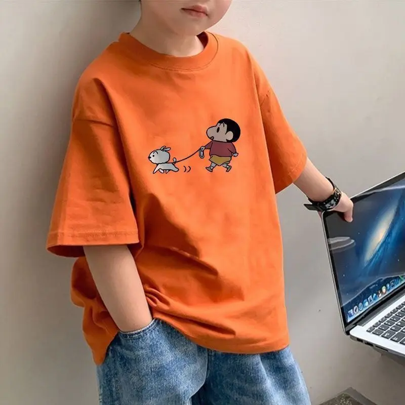 2025[41% Repurchase Rate] Boys' Summer Clothes T-shirt New Pure Cotton Short Sleeve Medium and Big Children's Loose Summer Korean Style Children's Clothing Children's Cartoon Top Tide