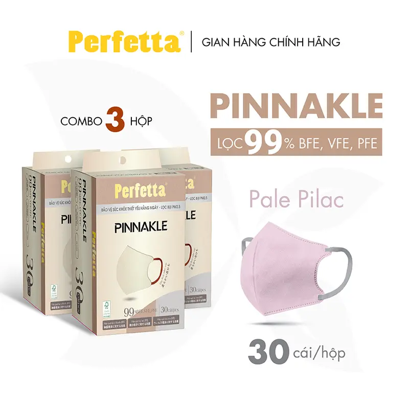 Combo 3 Hộp Khẩu Trang Cao Cấp Perfetta Pinnakle, 3 Lớp Kháng Khuẩn, Chuẩn From 3d Thời Trang (30 cái/hộp) 6