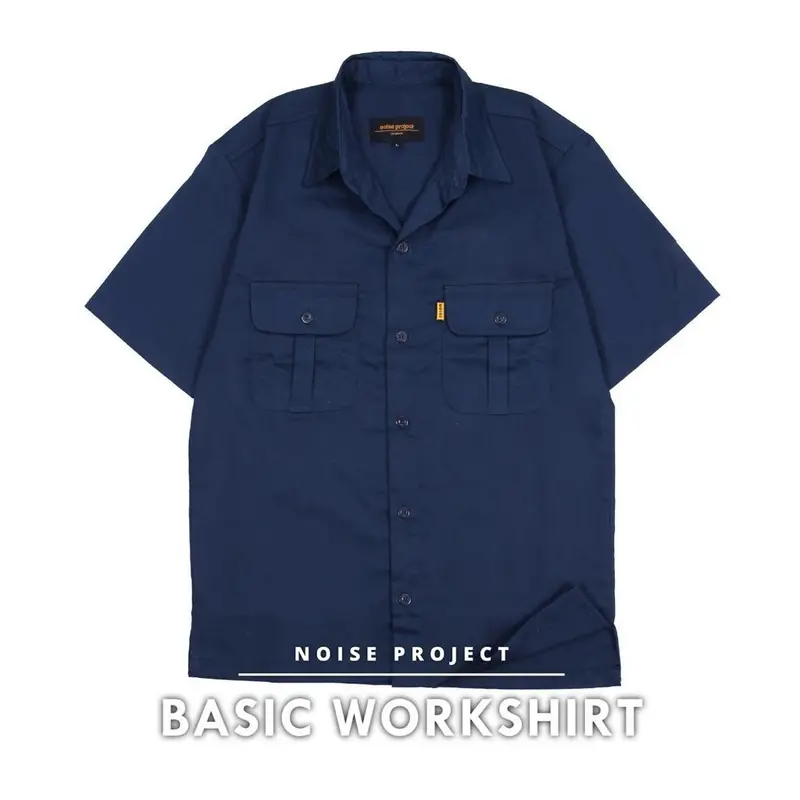 Kemeja workshirt basic polos Nyaman Panjang Pendek Retro Santai Simple Pria 1
