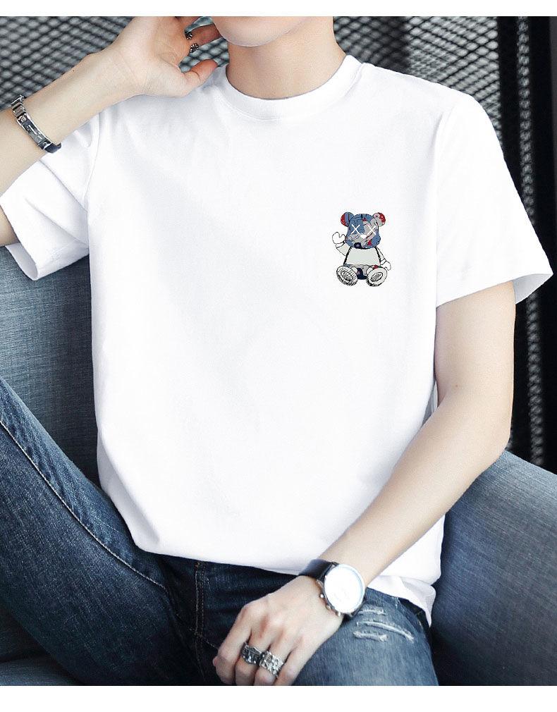 Product Introduction of Heavyweight White T-Shirt Men's Short Sleeve Bear Crew Neck Loose Fit Half Sleeve Pedal 14