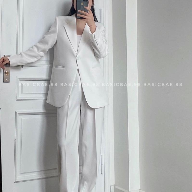 Blazer vạt tròn form rộng vừa phải thanh lịch, hàng thiết kế Basicbae.98 1