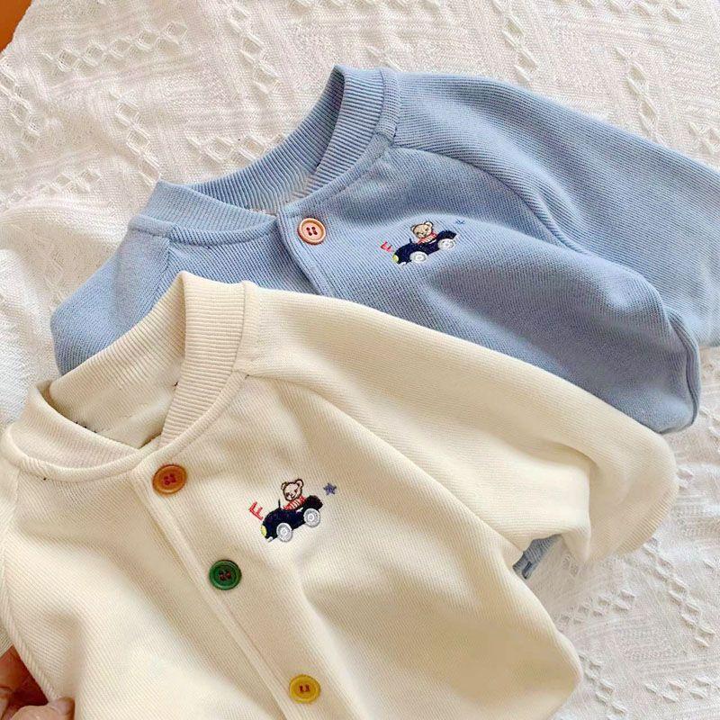 Product Introduction of Kot Musim Bunga, Rekaan Beruang Kartun Budak Lelaki, Sulaman Kereta, Kardigan Berkait, untuk Bayi dan Kanak-kanak, Ketibaan Baru dari Miki Jepun 22