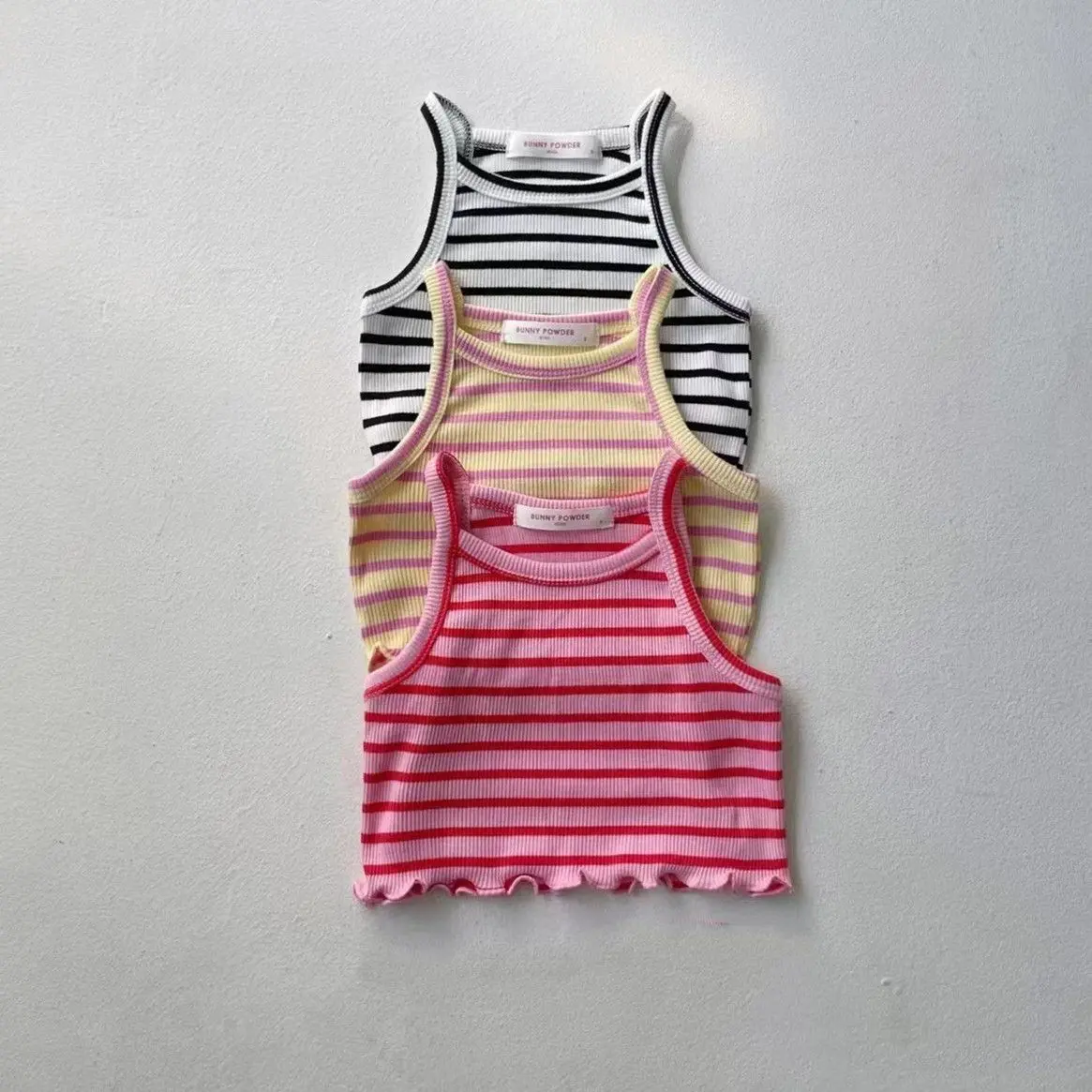 Áo Vest Sọc Màu Tương Phản Cho Em Bé Gái, Không Tay, Dây Đeo, Áo Yếm Cotton Sợi Cho Trẻ Em, Bộ Sưu Tập Mùa Hè 2023, Thời Trang