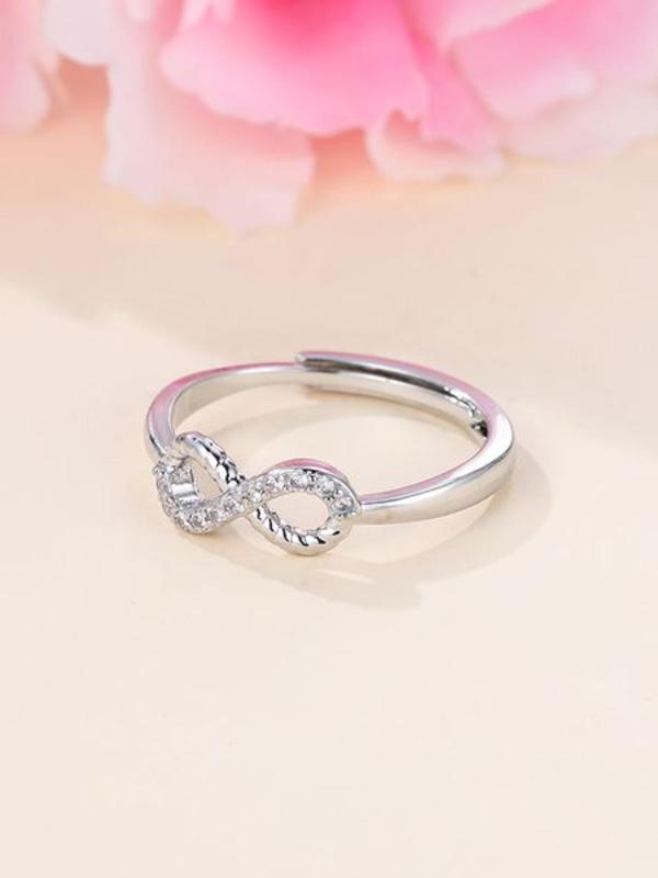 Summer 2024 Fashion Hollow Out Design Rhinestone Inlaid Ring, Infinity Ring, Simple Jewelry for Party, Club, Casual Trendy Accessories for Women & Girl, Birthday Gifts 8