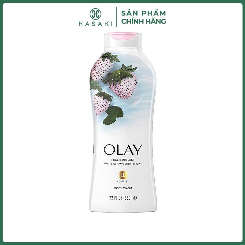 Sữa Tắm Olay Tươi Mát Dài Lâu Với Dâu Trắng Và Bạc Hà 650ml | HASAKI BEAUTY