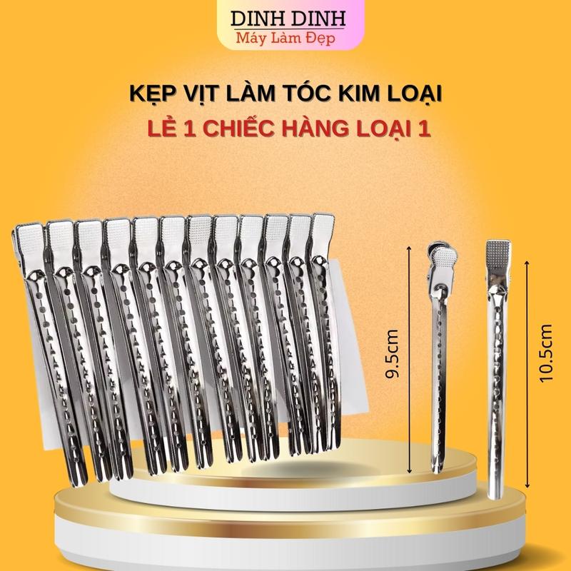  Kẹp mỏ vịt kẹp tóc mỏ vịt kim loại làm tóc makeup trang điểm hàng xịn Set 12 chiếc- Dinh Dinh 