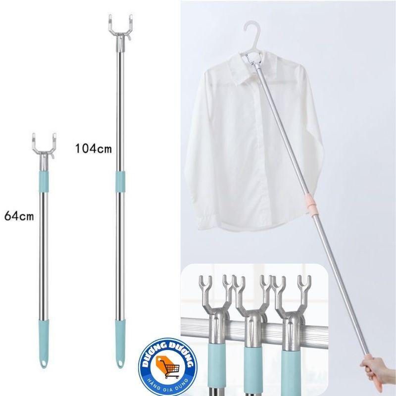 cây phơi đồ gấp gọn thông minh / Gậy lấy đồ - Cây phơi và lấy đồ móc treo quần áo inox Kéo Dài 1.5M Kệ
