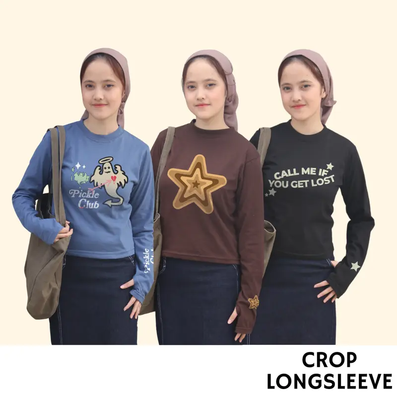 ANAIRA KAOS Y2K CROP LENGAN PANJANG BINTANG LONGSLEEVE KAOS  COMBED 24s 2