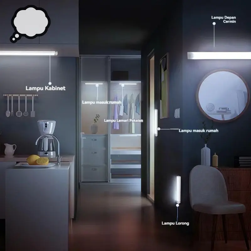 Magnetic Motion Sensor Long LED Stick Lamp - Multifunctional Button, Sleep Light. 7