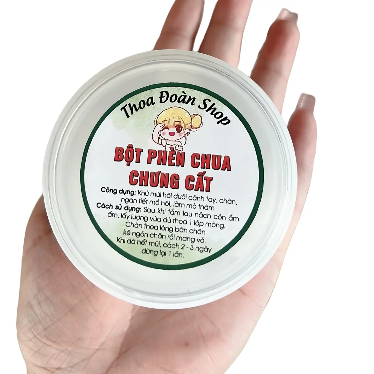 Bột phèn chua chưng cất không mùi 100g có che tên sp hôi nách, hôi chân, khử mùi cơ thể
