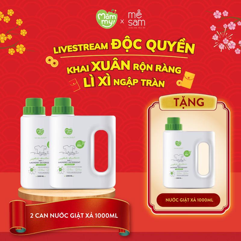 [Mămmy x Mesamreview][Mua 2 Tặng 1] Combo 2 Can Nước giặt xả sinh học cho trẻ sơ sinh Mămmy an toàn và không gây kích ứng da cho mẹ và bé giúp loại bỏ vết bẩn, vi khuẩn, nấm, mùi hôi Cho Bé