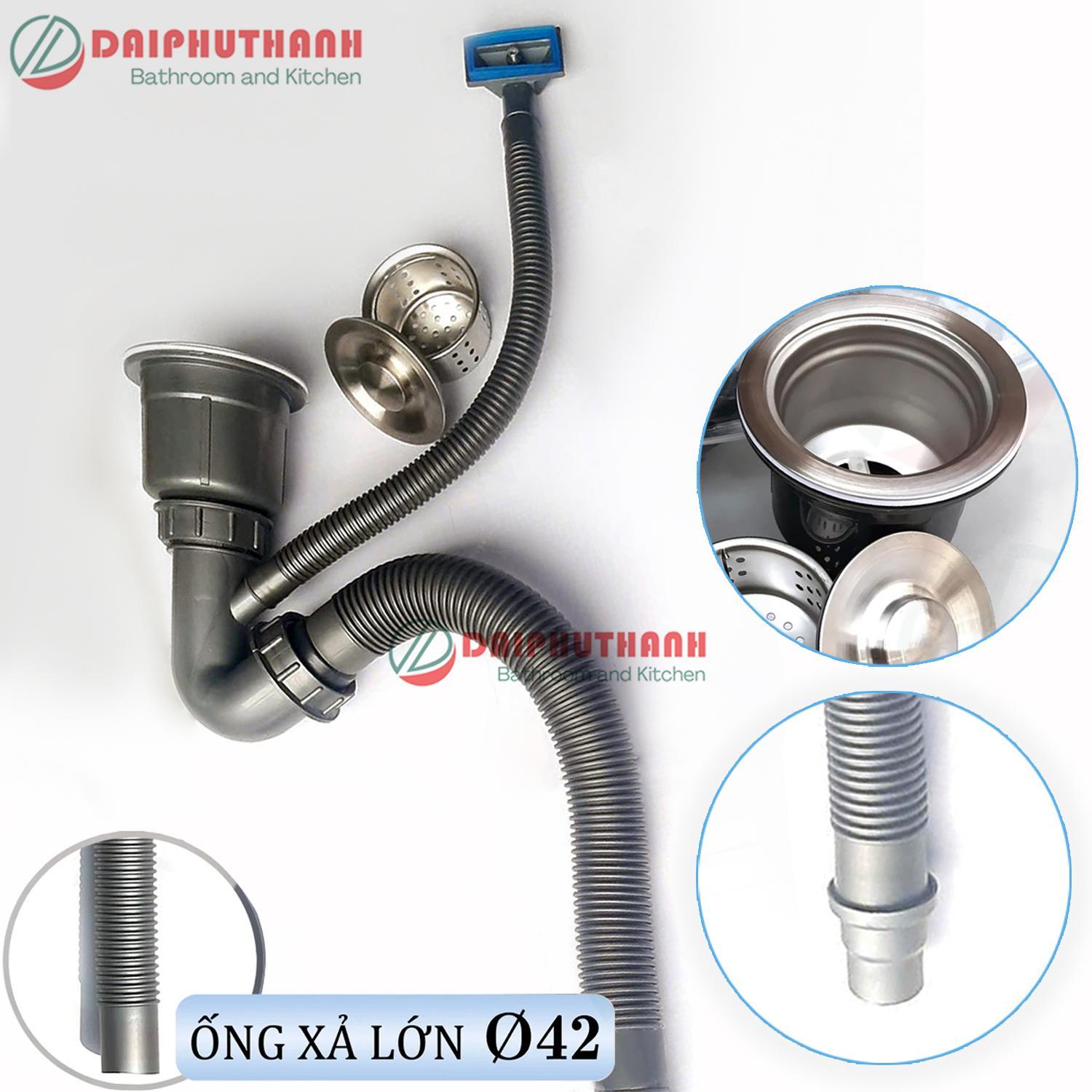 Bộ Xả Chậu Chén Xi Phông Nhựa Ống Thoát Lớn Phi 42 Thoát Nước Nhanh - Loại 1 hộc và 2 hộc, phi 110 thông dụng