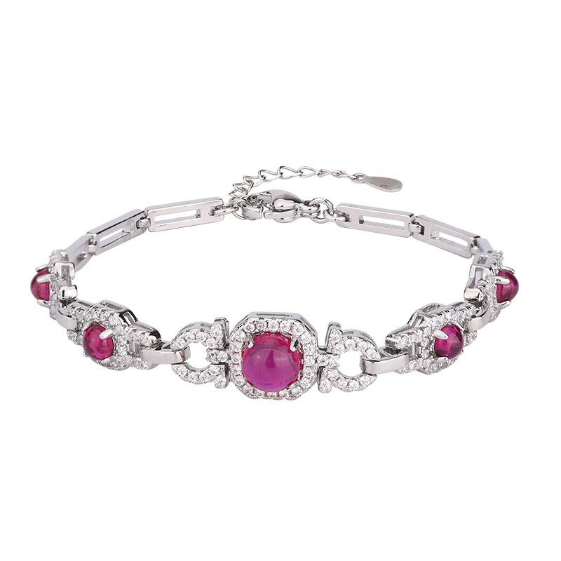 Tourmaline Imitation Pigeon Blood Red Royal Blue Bracelet European and American Retro Colored Gems Hand Accessory Bracelet Bracelet Cross-Border Wholesale Women's 4