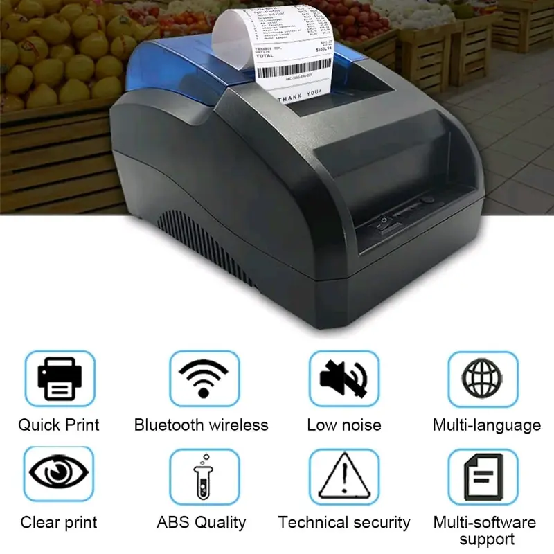 mini printer thermal bluetooth 58 mm portable rechargeable printer struk nota kasir mini market restoran kafe swalayan printer thermal POS PPOB smartphone printer struk mini portable HP 7