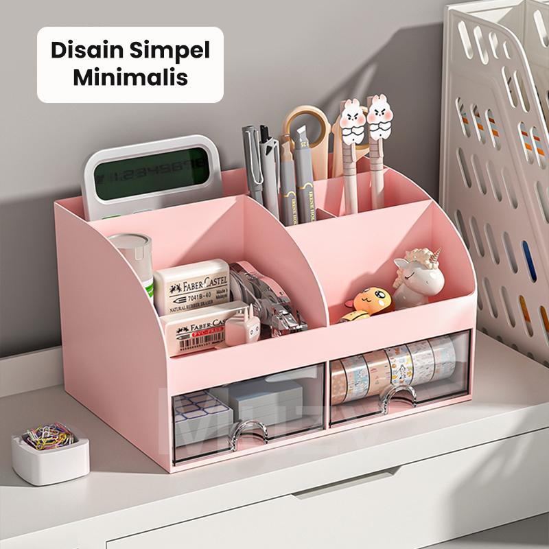 Muzy Rak Organizer Meja Kosmetik Tempat Make Up Plastik Skincare Susun Rak Alat Tulis Meja Kantor Aksesoris Peralatan Kerja Multifungsi HSB686
