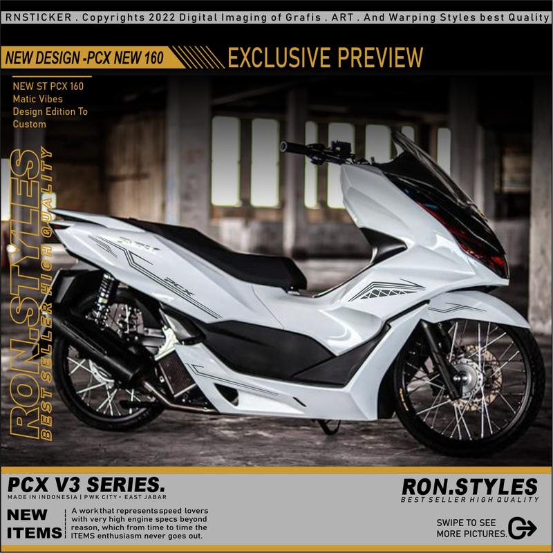 V3 Cutting Sticker Striping Variasi Pcx New 160 Lis simple style Motor ...