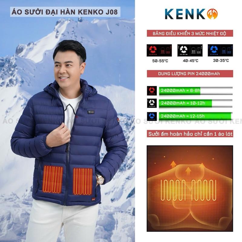 (Hàng chính hãng) Áo sưởi ấm KENKO J08 7 vùng nhiệt, pin 24000mah, sd từ 6-12h. Bảo hành 12 tháng 1