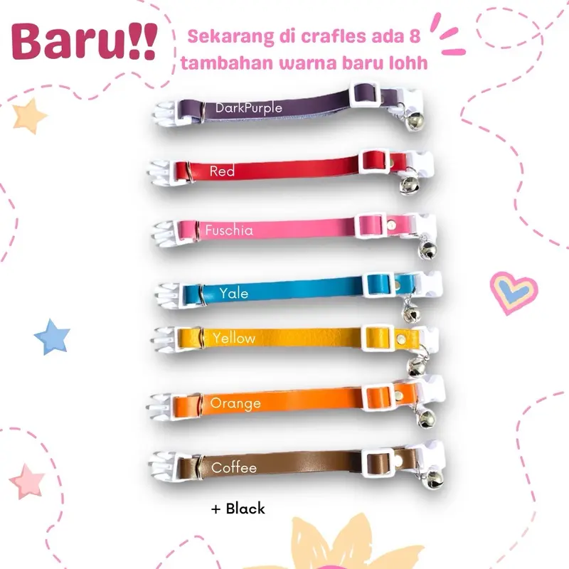[CUSTOM NAMA DEPAN BELAKANG + FREE LONCENG] CRAFLE'S LEATHER CAT NECKLACE PASTEL EDITION / KALUNG KUCING KULIT SINTETIS PASTEL LONCENG CUSTOM NAMA NO TELEPON ALAMAT 3