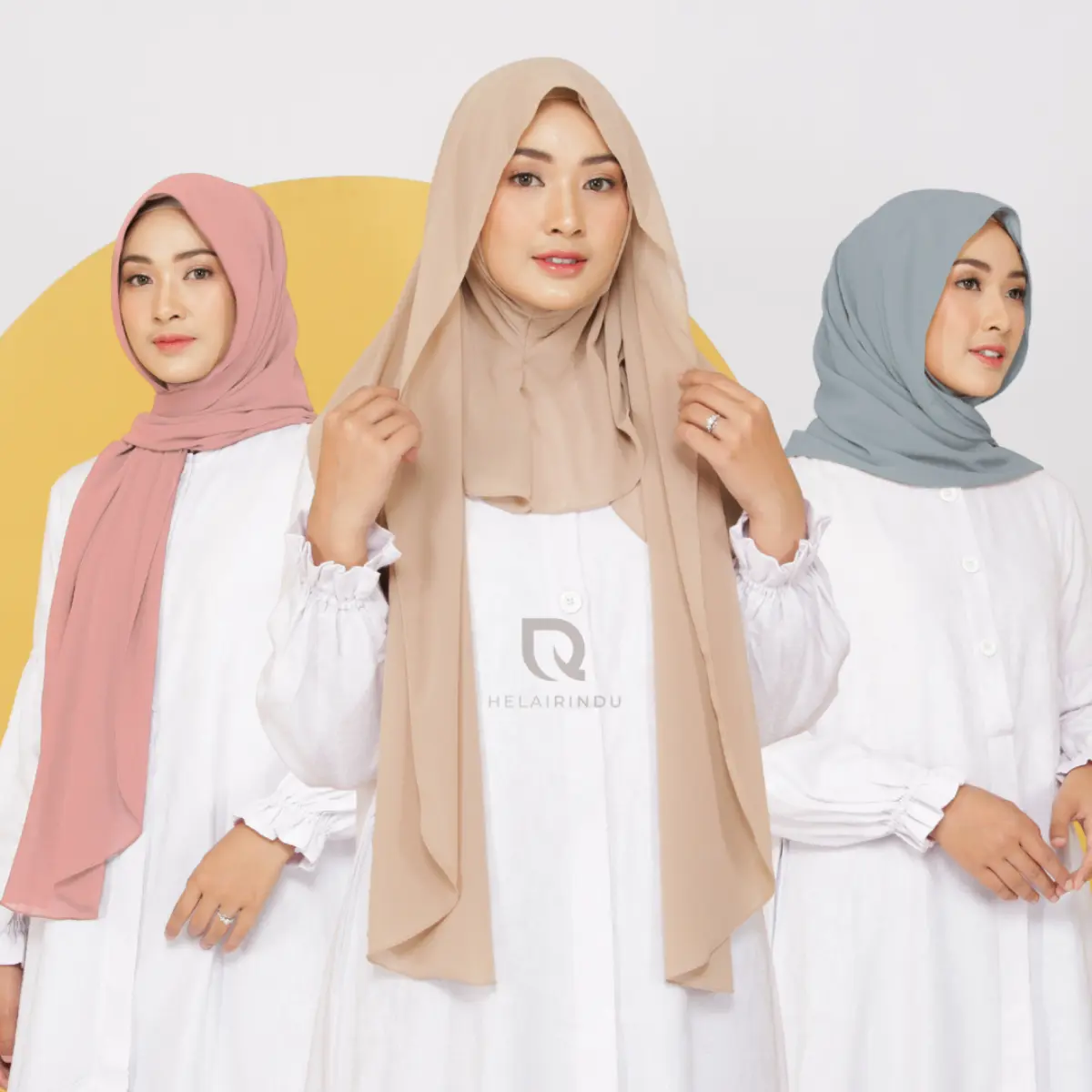 HELAIRINDU - Jilbab Pashmina Instan Inner Oval 2in1 Qiara Ceruti Panjang 80 x 180 cm