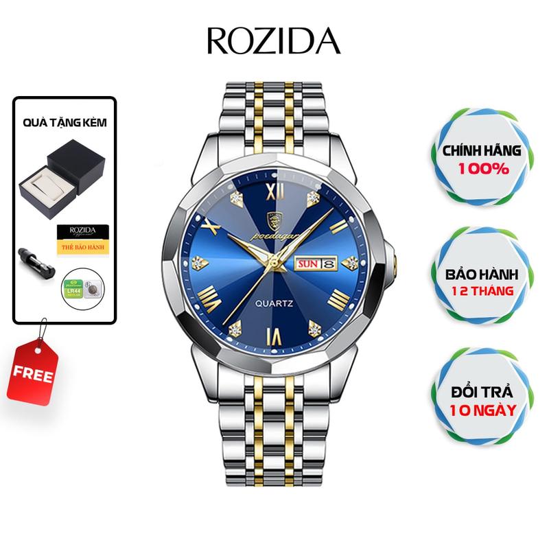 Đồng hồ nam chính hãng POEDAGAR DH03 cao cấp dây thép đúc dặc không gỉ chống nước tốt thời trang , tặng dụng cụ tháo mắt dây, tặng pin và full hộp , BẢO HÀNH 12 THÁNG Watch Đeo Tay