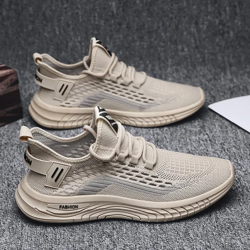 Giày Nam, Flyknit Thoáng Khí, Giày Đi Bộ Đường Dài Ngoài Trời, Thoải Mái, Hợp Xu hướng, Phong Cách Hàn Quốc, Thích Hợp Cho Mùa Hè, Hoang Dã Sport Tập Thể Dục