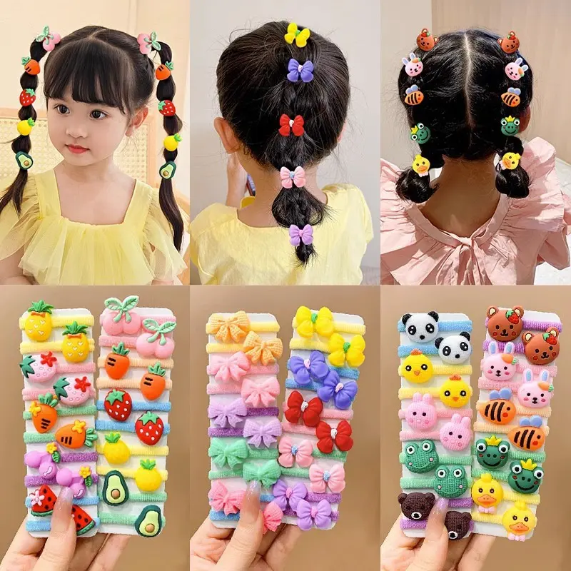 ED - 10PCS / SET KUNCIRAN IKAT RAMBUT ANAK KARAKTER TOWEL RING MODEL KOREA / IKATAN RAMBUT KARET DONAT ANAK-ANAK 1