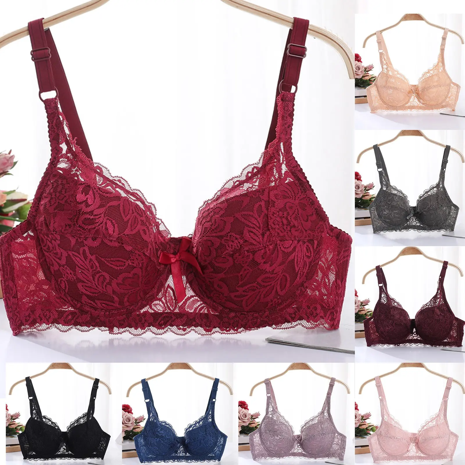 Áo Ngực Ngoại Cỡ, Dành Cho Nữ, Gợi Cảm, Siêu Mỏng, Không Có Miếng Bọt Biển, Đồ Lót, Ren Gợi Cảm, Ngực Lớn, Có Thể Nhìn Khá Nhỏ Nhung Bra