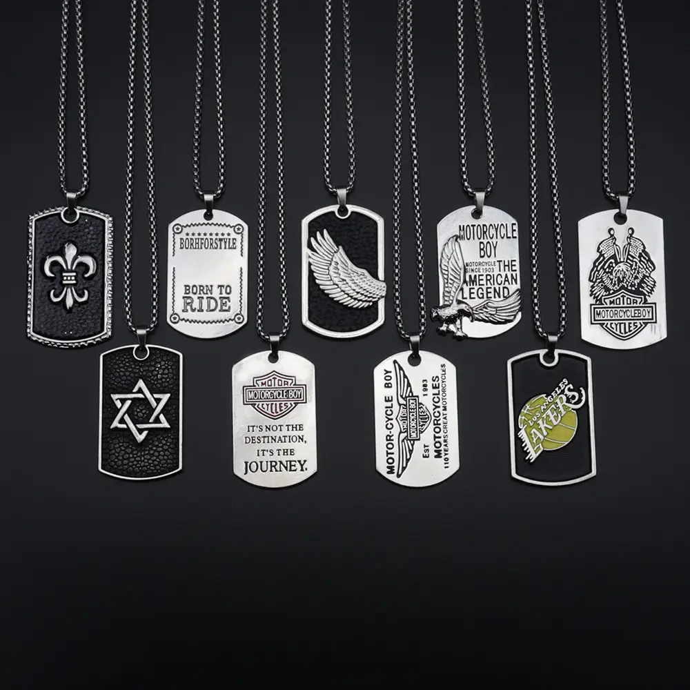 Internet Celebrity Ins Live with Necklace European and American Army-Style Necklace Sweater Chain Alloy Men and Women Hip Hop Stainless Steel Pendant! 0693