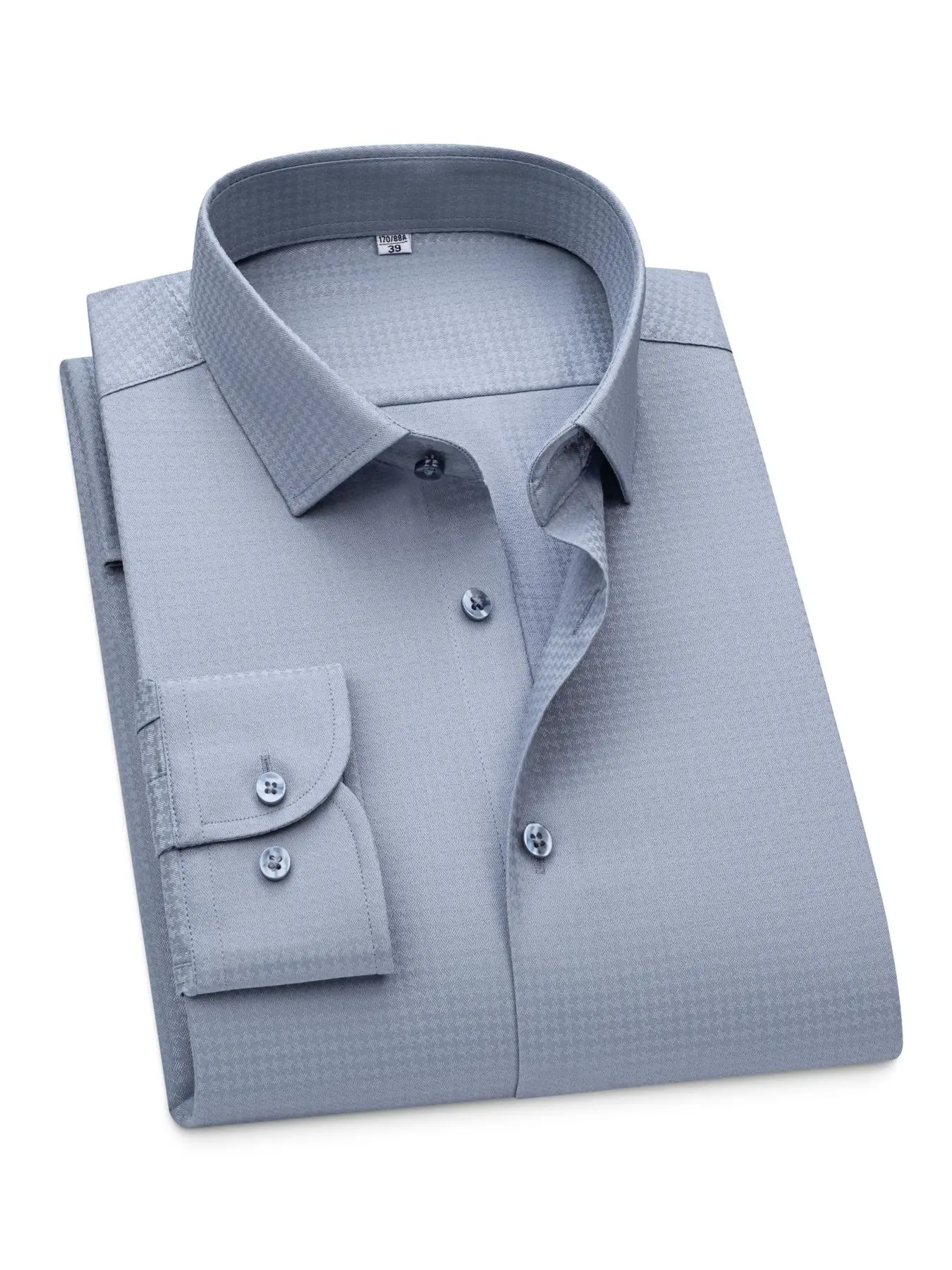 Men's Regular Fit Solid Button Front Shirt, Long Sleeve Collared Top for Business Formal Occasions, Fashion Men's Clothes for All Seasons