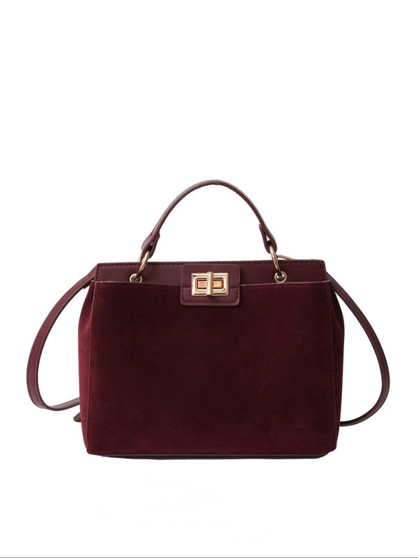 Women's Elegant Solid Color Suede Handbag, Textured Handbag, Fashionable Large Capacity Shoulder Bag for Daily Used, Casual Trendy Versatile High-quality Daily Commuting Bag 6