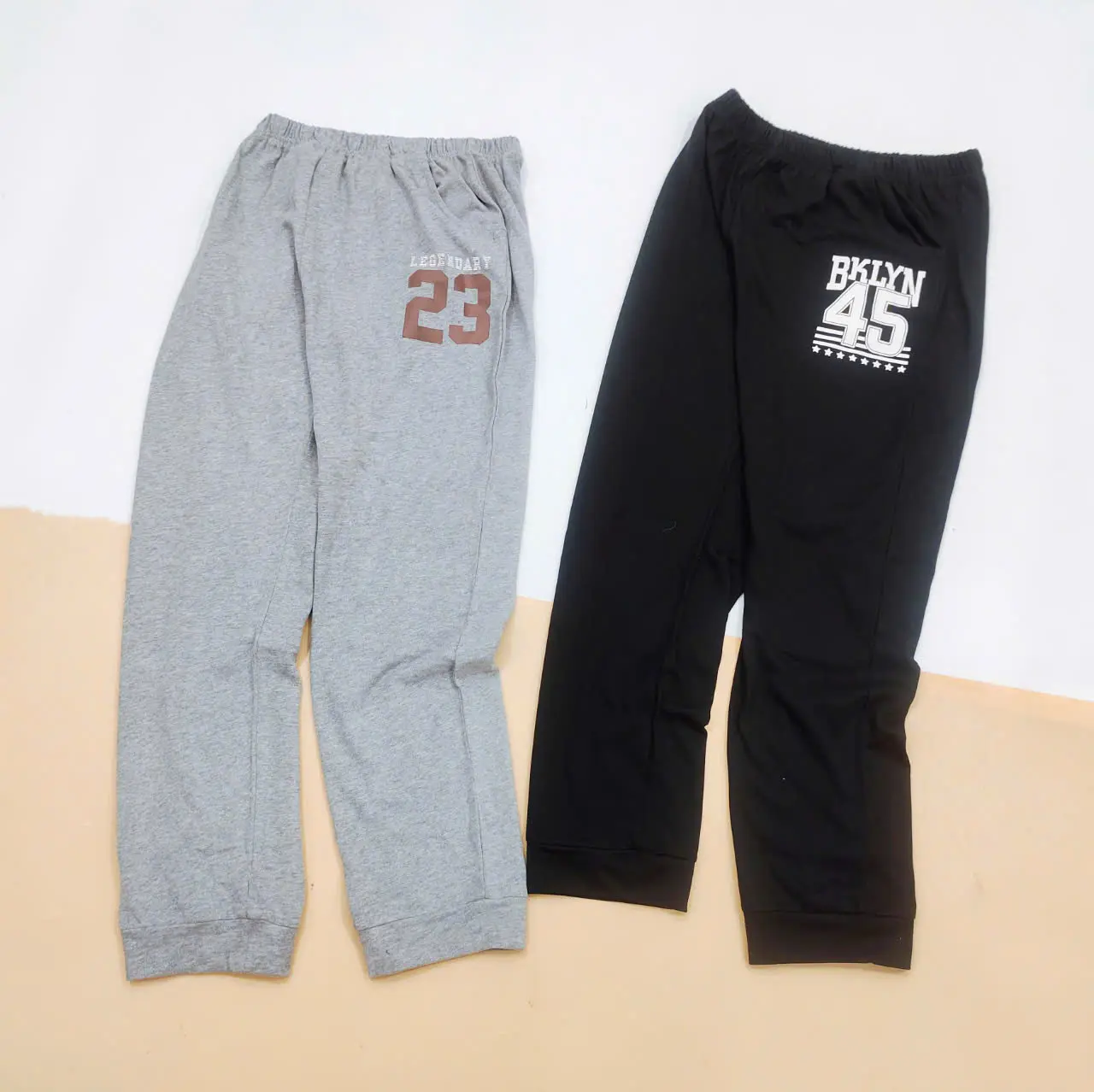 Quần dài cotton bé trai size đại cồ 40-68kg Hozzy chất thun cotton 100% xuất dư mềm mát