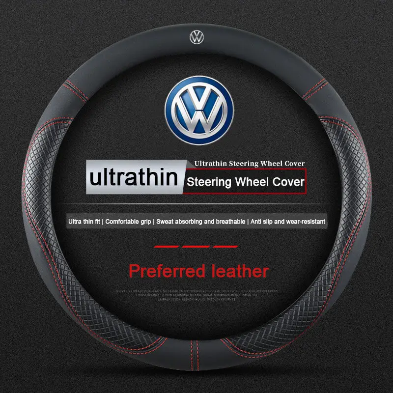 Car Steering Wheel Cover Leather Steering Wheel Cover For Volkswagen VW Polo Jetta Golf mk6 mk7 Beetle Passat b7 Tiguan Vento Accessories